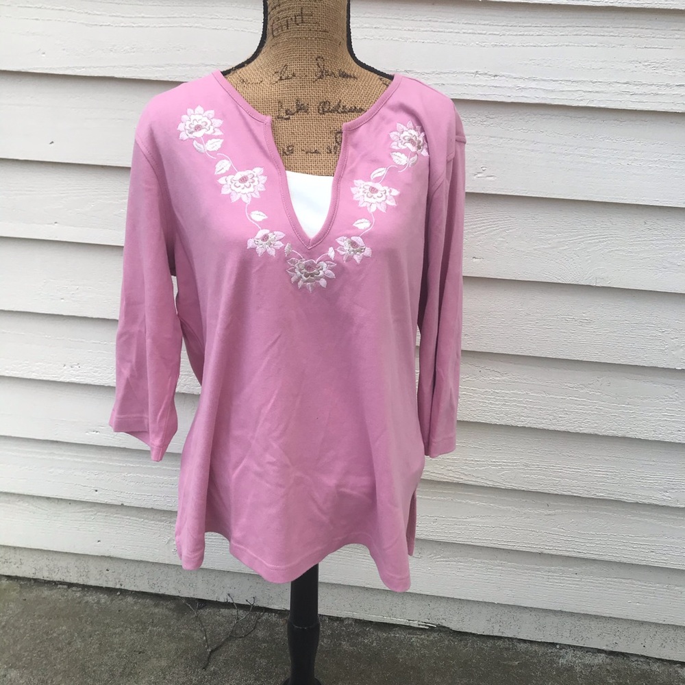 3 for $18 Pink embroidered top 16/18W